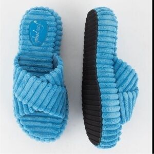 ▶️ Free People ◀️ Ibiza Womens Terry Slide Sandals sky blue Size 7